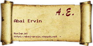 Abai Ervin névjegykártya